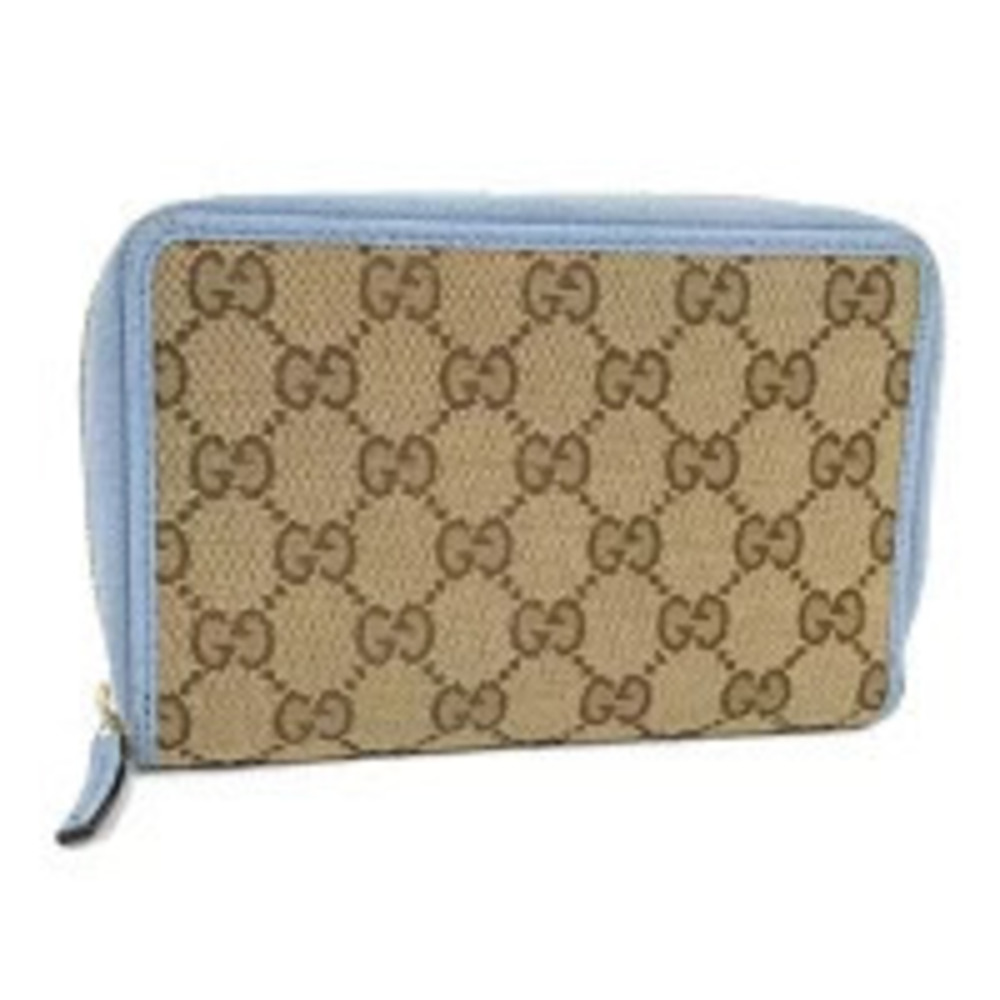 Gucci Round Zip Long Wallet GG Canvas Beige Cream